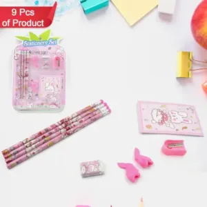 Kids' Stationery Kit: Wooden Pencils, Sharpener, Eraser, Diary (9 Pc Set) ( default, Standard ).