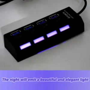 4 Port USB, HUB USB 2.0 HUB Splitter High Speed with On/Off Switch Multi LED Adapter Compatible with Tablet Laptop Computer Notebook ( default, Standard ).