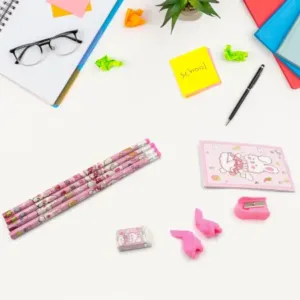 Kids' Stationery Kit: Wooden Pencils, Sharpener, Eraser, Diary (9 Pc Set) ( default, Standard ).